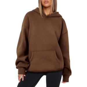imageATHMILE Womens Oversized Hoodies Fleece Sweatshirts Long Sleeve Sweaters Pullover Fall Clothes with PocketCoffee