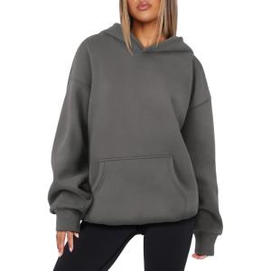 imageATHMILE Womens Oversized Hoodies Fleece Sweatshirts Long Sleeve Sweaters Pullover Fall Clothes with PocketDark Grey