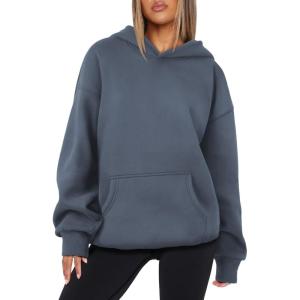imageATHMILE Womens Oversized Hoodies Fleece Sweatshirts Long Sleeve Sweaters Pullover Fall Clothes with PocketGrey Blue
