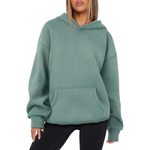 imageATHMILE Womens Oversized Hoodies Fleece Sweatshirts Long Sleeve Sweaters Pullover Fall Clothes with PocketLake Green