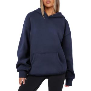 imageATHMILE Womens Oversized Hoodies Fleece Sweatshirts Long Sleeve Sweaters Pullover Fall Clothes with PocketNavy