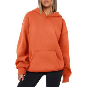 imageATHMILE Womens Oversized Hoodies Fleece Sweatshirts Long Sleeve Sweaters Pullover Fall Clothes with PocketOrange