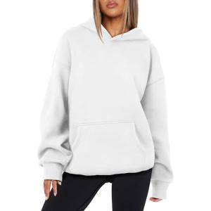 imageATHMILE Womens Oversized Hoodies Fleece Sweatshirts Long Sleeve Sweaters Pullover Fall Clothes with PocketWhite