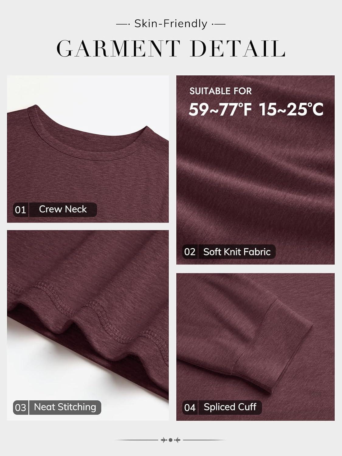 imageATHMILE Fall Long Sleeve Shirts for Women Fashion Oversized Tees Casual Business Tops Loose Fit Solid Basic Outfits 2025Wine Red