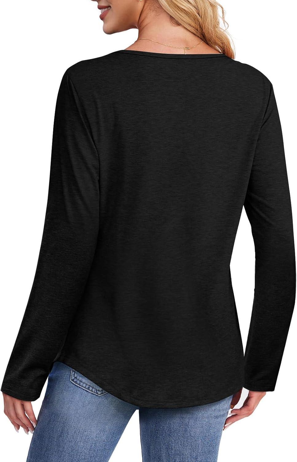 imageATHMILE Long Sleeve Shirts for Women Fall Fashion Tops 2025 Dressy Casual Blouses Trendy Pleated Tunic OutfitsBlack