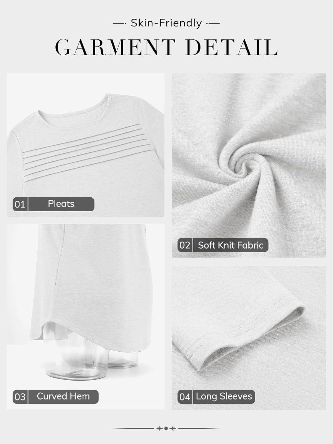 imageATHMILE Long Sleeve Shirts for Women Fall Fashion Tops 2025 Dressy Casual Blouses Trendy Pleated Tunic OutfitsWhite