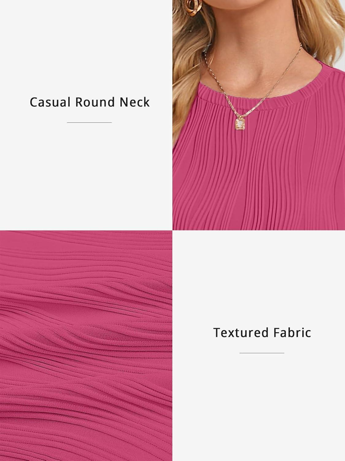 imageATHMILE Long Sleeve Shirts for Women Work Business Casual Dressy Tops Trendy Textured Fitted Spring Fashion Clothes BlouseRose Red