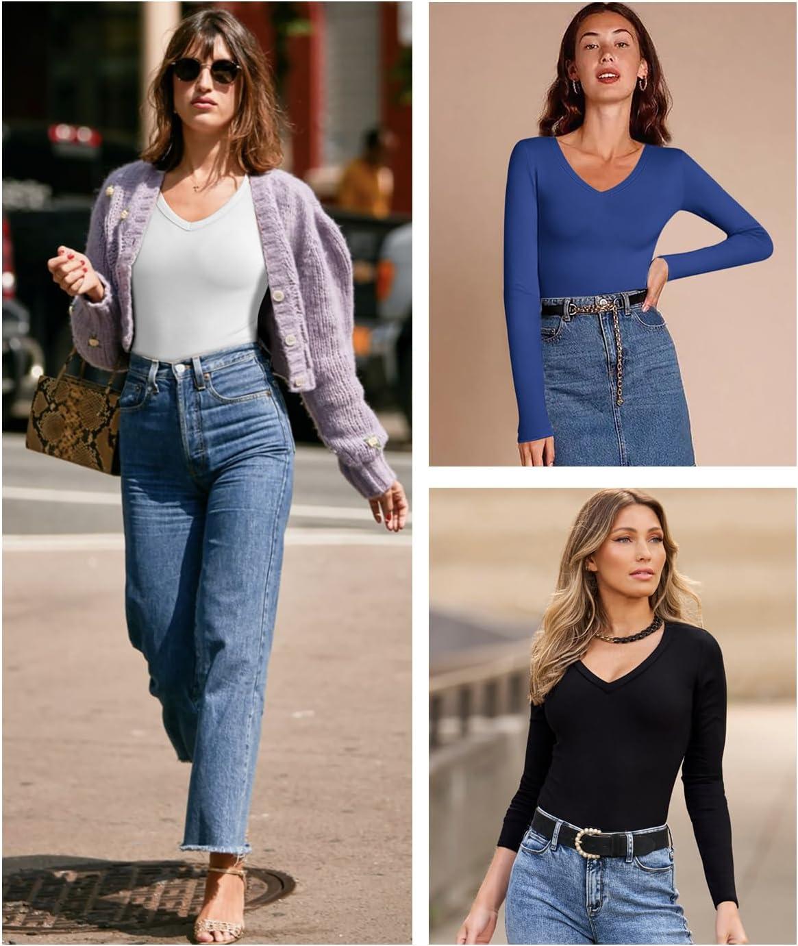 imageATHMILE Women Short Sleeve V Neck Ribbed Knit Fitted Shirts Basic Tees Tops 2025 Summer Casual TShirts Going Out OutfitsLdark Red