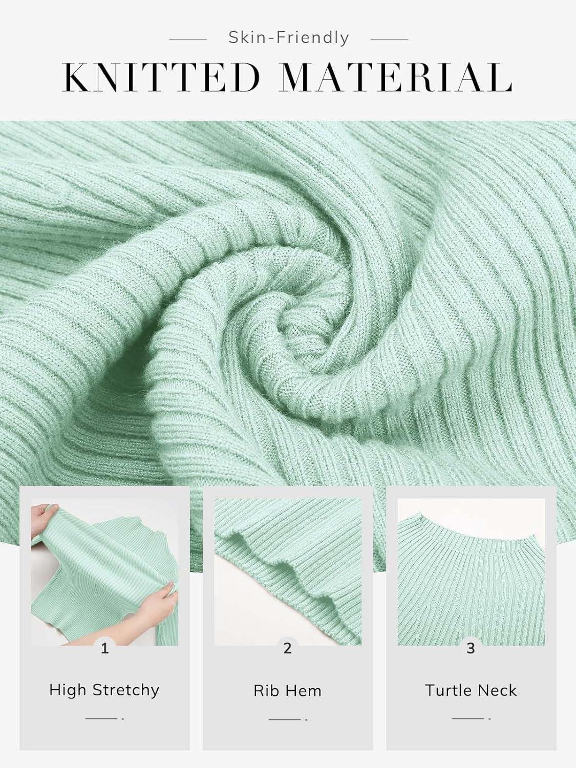 imageATHMILE Womens 2025 Fall Long Sleeve Pullover Ribbed Knit Sweater Low Mock Neck Slim Fit Basic Casual Tee TopsMint Green