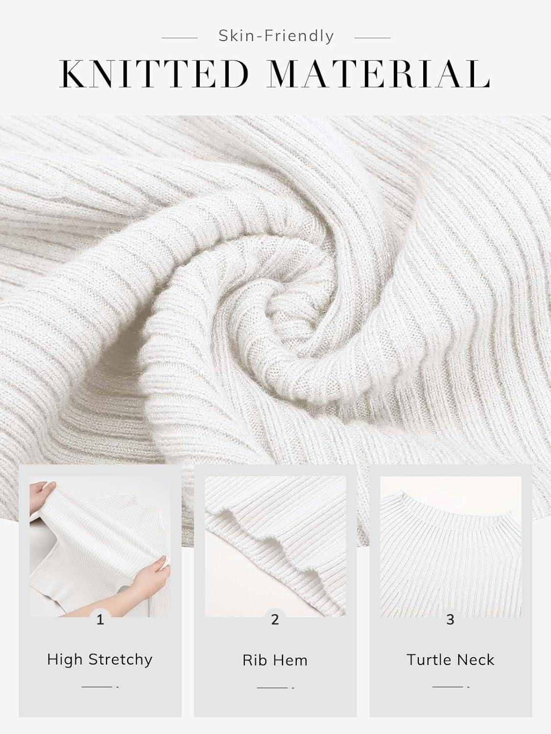 imageATHMILE Womens 2025 Fall Long Sleeve Pullover Ribbed Knit Sweater Low Mock Neck Slim Fit Basic Casual Tee TopsWhite