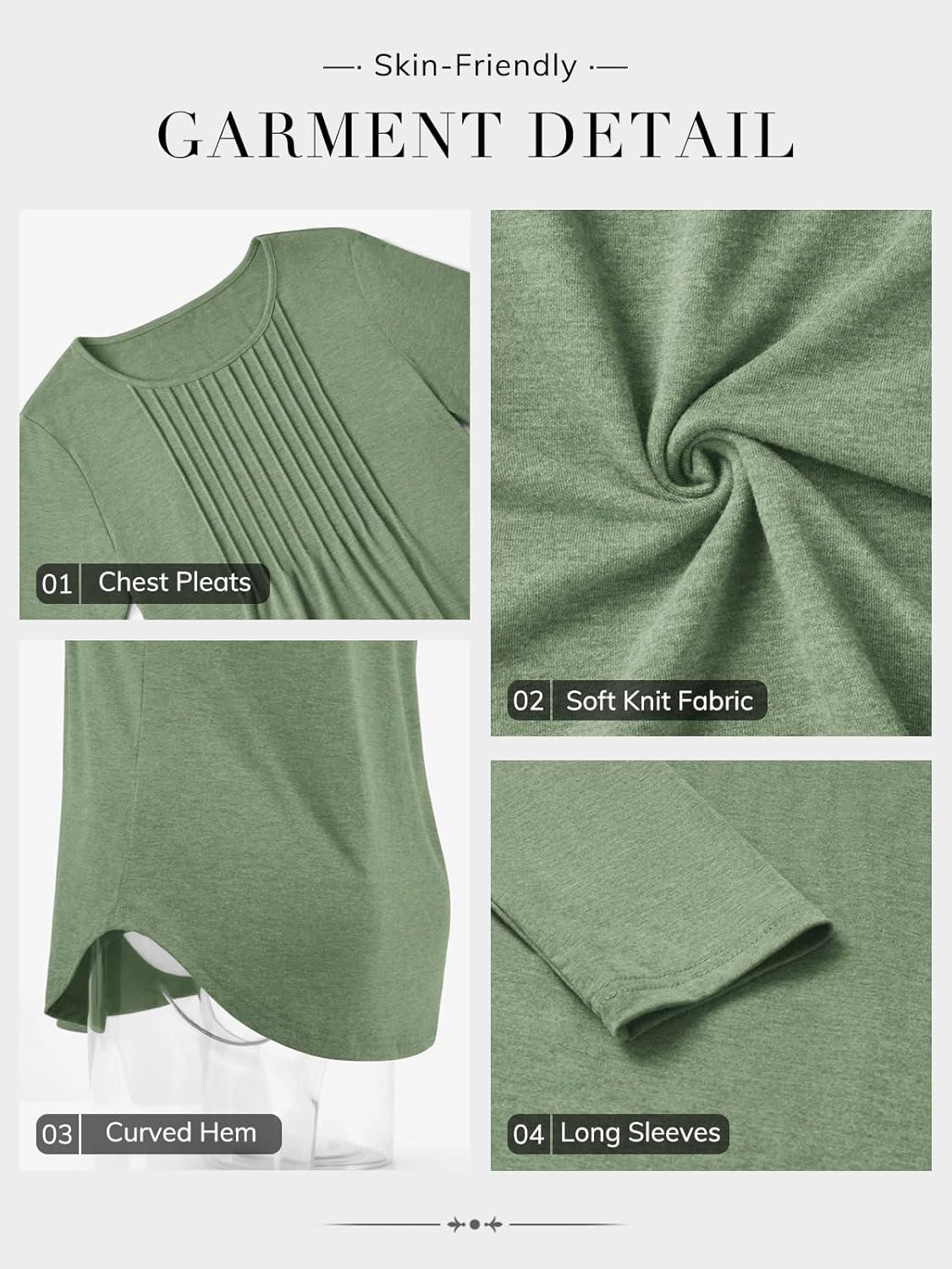 imageATHMILE Womens Long Sleeve Shirts Business Casual Blouse Dressy Fall Spring Basic Outfits Trendy Loose Fit Tunic TopsLight Green