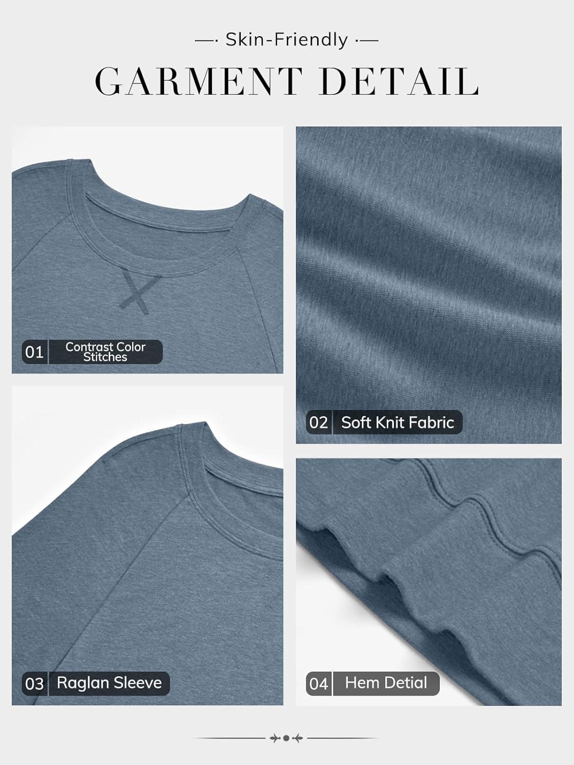 imageATHMILE Womens Long Sleeve Shirts Casual Loose Fit Tops Fall Fashion Outfits Dressy Basic Trendy Blouses ClothesGrey Blue