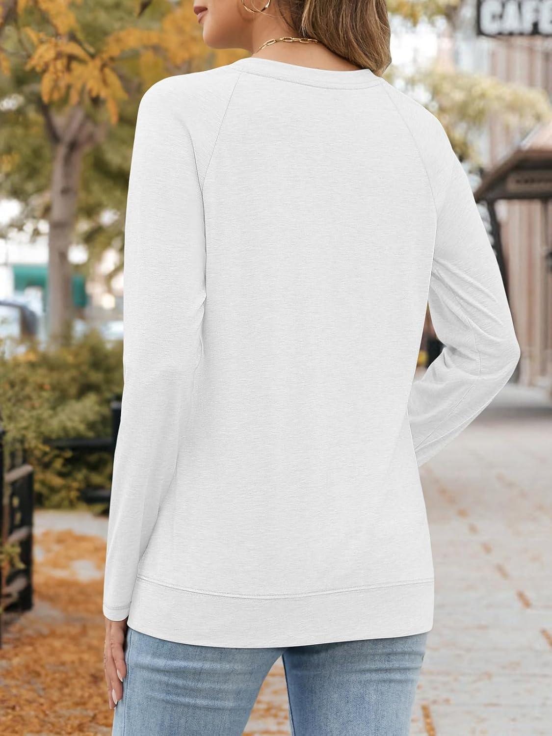 imageATHMILE Womens Long Sleeve Shirts Casual Loose Fit Tops Fall Fashion Outfits Dressy Basic Trendy Blouses ClothesWhite