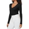 imageATHMILE Deep V Neck Long Sleeve Bodysuits for Women Sexy Going Out Tops Body SuitsBlack