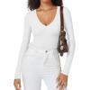 imageATHMILE Deep V Neck Long Sleeve Bodysuits for Women Sexy Going Out Tops Body SuitsWhite