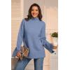 imageATHMILE Fall Fashion Sweaters for Women Turtleneck Long Sleeve Casual Loose Knit Pullover Tops Winter Clothes 2025Blue