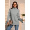 imageATHMILE Fall Fashion Sweaters for Women Turtleneck Long Sleeve Casual Loose Knit Pullover Tops Winter Clothes 2025Grey