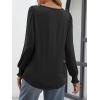 imageATHMILE Fall Long Sleeve Shirts for Women Business Casual Crewneck Tops Dressy Blouses with Smocked Cuffs Teacher OutfitsBlack