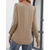 imageATHMILE Fall Long Sleeve Shirts for Women Business Casual Crewneck Tops Dressy Blouses with Smocked Cuffs Teacher OutfitsKhaki
