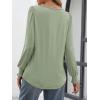 imageATHMILE Fall Long Sleeve Shirts for Women Business Casual Crewneck Tops Dressy Blouses with Smocked Cuffs Teacher OutfitsLight Green