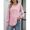 imageATHMILE Fall Long Sleeve Shirts for Women Business Casual Crewneck Tops Dressy Blouses with Smocked Cuffs Teacher OutfitsPink Dot