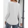 imageATHMILE Fall Long Sleeve Shirts for Women Business Casual Crewneck Tops Dressy Blouses with Smocked Cuffs Teacher OutfitsWhite