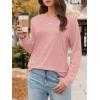 imageATHMILE Fall Long Sleeve Shirts for Women Fashion Oversized Tees Casual Business Tops Loose Fit Solid Basic Outfits 2025Pink
