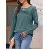 imageATHMILE Long Sleeve Shirts for Women Fall Fashion Tops 2025 Dressy Casual Blouses Trendy Pleated Tunic OutfitsBluegreen
