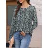 imageATHMILE Long Sleeve Shirts for Women Fall Fashion Tops 2025 Dressy Casual Blouses Trendy Pleated Tunic OutfitsFloral Blue