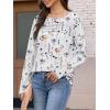 imageATHMILE Long Sleeve Shirts for Women Fall Fashion Tops 2025 Dressy Casual Blouses Trendy Pleated Tunic OutfitsFloral White