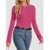 imageATHMILE Long Sleeve Shirts for Women Work Business Casual Dressy Tops Trendy Textured Fitted Spring Fashion Clothes BlouseRose Red