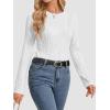 imageATHMILE Long Sleeve Shirts for Women Work Business Casual Dressy Tops Trendy Textured Fitted Spring Fashion Clothes BlouseWhite