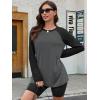 imageATHMILE Women Oversized Long Sleeve Shirt 2025 Fall Winter Casual Basics Top Loose Fit Tee Fashion Cute ClothesGrey Black