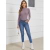 imageATHMILE Womens 2025 Fall Long Sleeve Pullover Ribbed Knit Sweater Low Mock Neck Slim Fit Basic Casual Tee TopsGray Purple