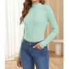 imageATHMILE Womens 2025 Fall Long Sleeve Pullover Ribbed Knit Sweater Low Mock Neck Slim Fit Basic Casual Tee TopsMint Green