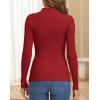 imageATHMILE Womens 2025 Fall Long Sleeve Pullover Ribbed Knit Sweater Low Mock Neck Slim Fit Basic Casual Tee TopsRed