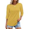 imageATHMILE Womens 34 Sleeve TShirts Summer Tops Fall Fashion Blouses Beach Vacation Clothes Spring Tunic 2025 TrendyYellow