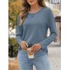 imageATHMILE Womens Long Sleeve Shirts Casual Loose Fit Tops Fall Fashion Outfits Dressy Basic Trendy Blouses ClothesGrey Blue