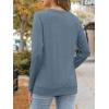 imageATHMILE Womens Long Sleeve Shirts Casual Loose Fit Tops Fall Fashion Outfits Dressy Basic Trendy Blouses ClothesGrey Blue