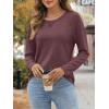 imageATHMILE Womens Long Sleeve Shirts Casual Loose Fit Tops Fall Fashion Outfits Dressy Basic Trendy Blouses ClothesWine Red