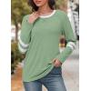 imageATHMILE Womens Long Sleeve Shirts Color Block Casual Crewneck Tops Tshirt Basic Tee Fall Fashion Clothes Trendy Outfits 2025Light Green
