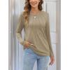 imageATHMILE Womens Long Sleeve Shirts Pleated Business Casual Basic Tunic Tops Fall Tees ClothesKhaki