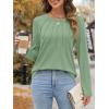 imageATHMILE Womens Long Sleeve Shirts Pleated Business Casual Basic Tunic Tops Fall Tees ClothesLight Green