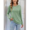 imageATHMILE Womens Long Sleeve Shirts Pleated Business Casual Basic Tunic Tops Fall Tees ClothesLight Green