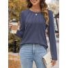 imageATHMILE Womens Long Sleeve Shirts Pleated Business Casual Basic Tunic Tops Fall Tees ClothesNavy Blue