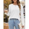 imageATHMILE Womens Long Sleeve Shirts Pleated Business Casual Basic Tunic Tops Fall Tees ClothesWhite