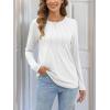 imageATHMILE Womens Long Sleeve Shirts Pleated Business Casual Basic Tunic Tops Fall Tees ClothesWhite