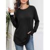 imageATHMILE Womens Tunic Tops to Wear with Leggings Fall Long Sleeve Thumb Hole Shirts Crew Neck Curved Hem Fashion Clothes 2025Black