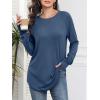 imageATHMILE Womens Tunic Tops to Wear with Leggings Fall Long Sleeve Thumb Hole Shirts Crew Neck Curved Hem Fashion Clothes 2025Blue