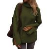 imageATHMILE Fall Fashion Sweaters for Women Turtleneck Long Sleeve Casual Loose Knit Pullover Tops Winter Clothes 2025Army Green